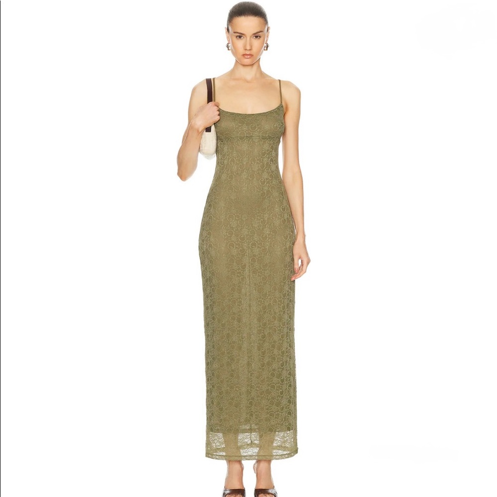 Miaou maxi dress S green embroidered